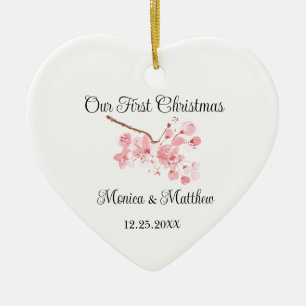 Pink Cherry Blossom Wedding Gift Sakura  Ceramic Ornament