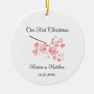 Pink Cherry Blossom Wedding Gift Sakura Ceramic Ornament