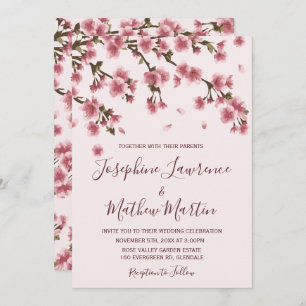Pink Cherry Blossom Wedding Invitation