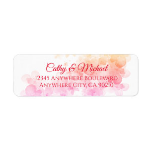 Pink cherry blossom wedding return address label