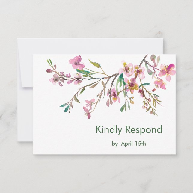 Pink Cherry Blossom Wedding RSVP (Front)