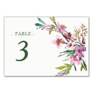 Pink Cherry Blossom Wedding Table Number