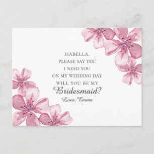 Pink cherry blossom. Will you be my bridesmaid Postcard