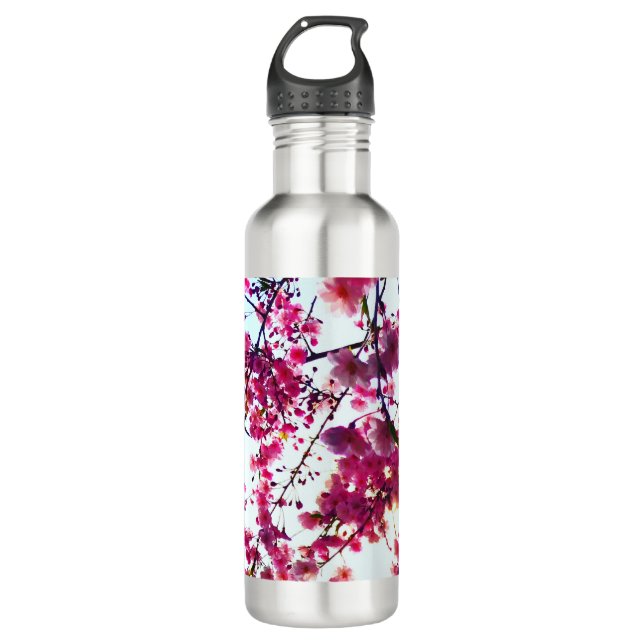 Pink Cherry blossoms 710 Ml Water Bottle (Front)