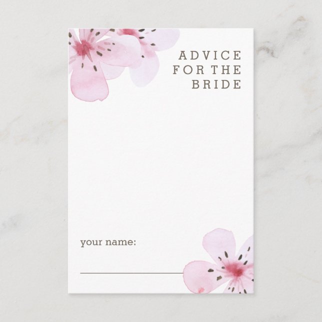Pink Cherry Blossoms Advice for the Bride Card (Front)