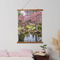 Pink Cherry Blossoms and Pond Photographic