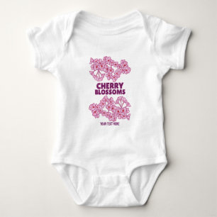 Pink cherry blossoms baby bodysuit