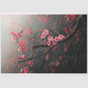 Pink cherry blossoms branches Ethereal Tissue Paper