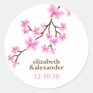 Pink Cherry Blossoms Classic Round Sticker