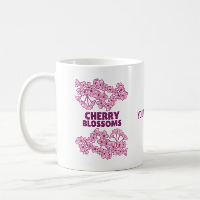 Pink cherry blossoms coffee mug (Left)
