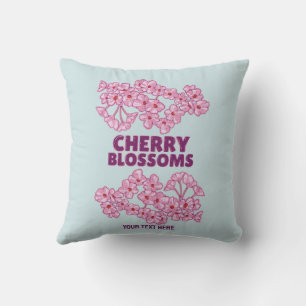 Pink cherry blossoms cushion