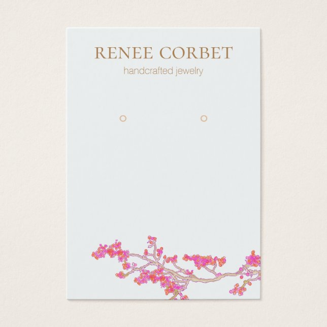 Pink Cherry Blossoms Floral Earring Display Card (Front)
