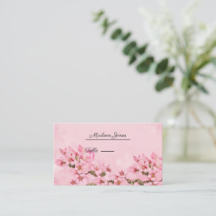 Pink Cherry Blossoms Floral  Place Card