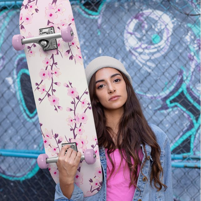 Pink Cherry Blossoms Floral Skateboard (Creator Uploaded)