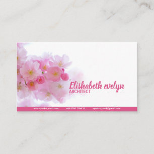 pink cherry blossoms flowers branch business card