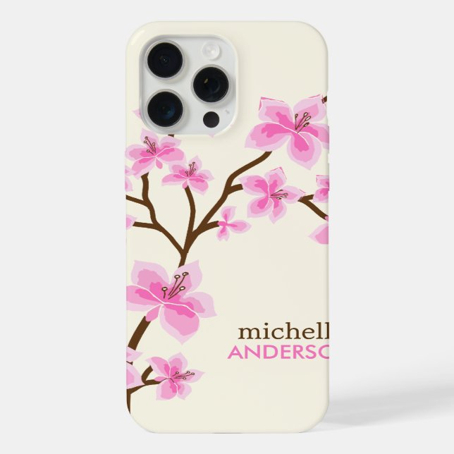 Pink Cherry Blossoms iPhone Case (Back)
