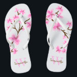 Pink Cherry Blossoms Monogrammed Thongs<br><div class="desc">Beautiful and sweet cherry blossoms or sakura flowers design perfect for spring,  summer,  as well as for bride,  bridesmaids,  mother of the bride,  mother of the groom,  maid of honour,  flower girl gifts,  and more!</div>