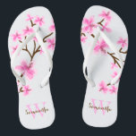 Pink Cherry Blossoms Monogrammed Thongs<br><div class="desc">Beautiful and sweet cherry blossoms or sakura flowers design perfect for spring,  summer,  as well as for bride,  bridesmaids,  mother of the bride,  mother of the groom,  maid of honour,  flower girl gifts,  and more!</div>