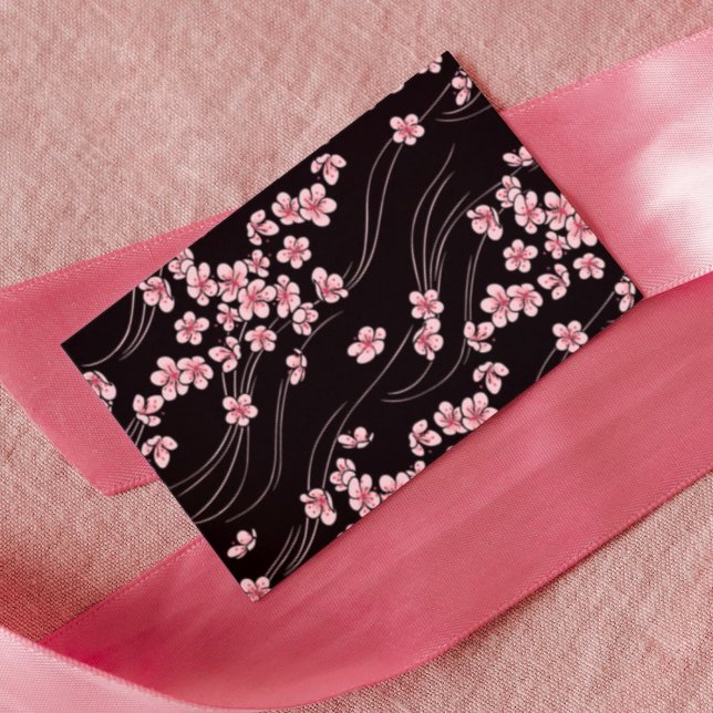 Pink Cherry Blossoms on Black Profile Card (Creator Uploaded)