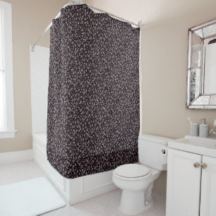 Pink Cherry Blossoms On Black Shower Curtain