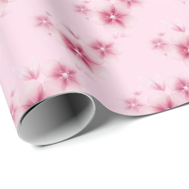 pink cherry blossoms on pink wrapping paper (Roll Corner)