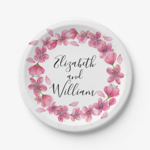 Pink Cherry Blossoms Paper Plate