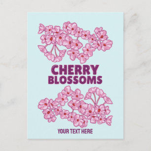 Pink cherry blossoms postcard