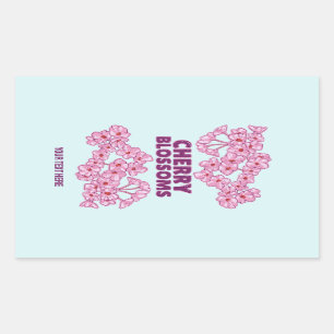Pink cherry blossoms rectangular sticker
