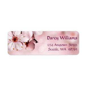 Pink Cherry Blossoms Return Address Label