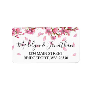 Pink Cherry Blossoms Return Address Label
