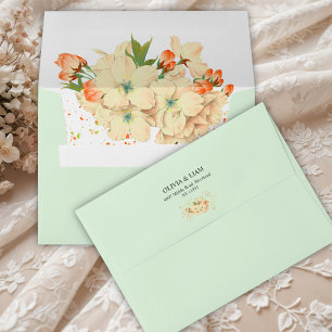 Pink Cherry Blossoms , Return Address Wedding Envelope