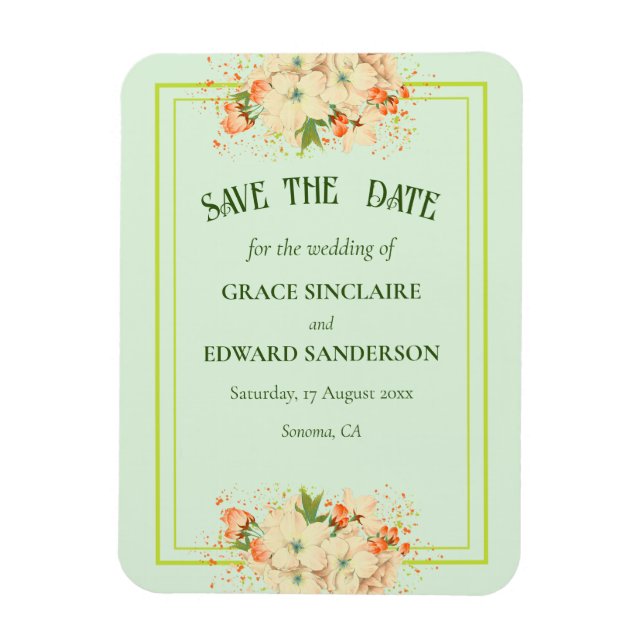 Pink Cherry Blossoms , Save The Date Magnet (Vertical)