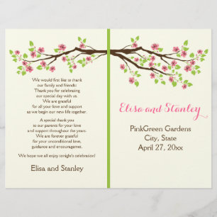 Pink cherry blossoms spring wedding program