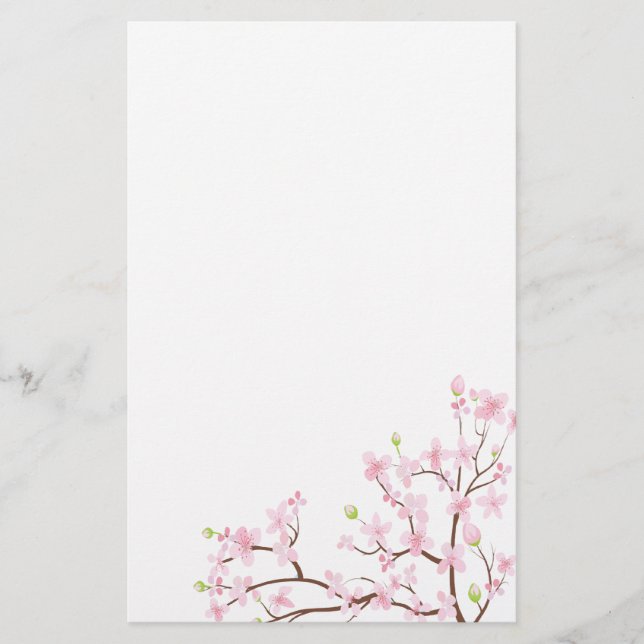Pink Cherry Blossoms Stationery (Front)