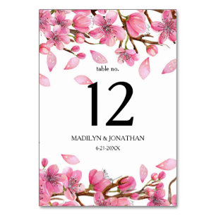 Pink Cherry Blossoms Table Number