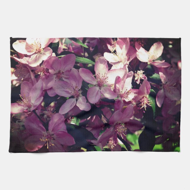 Pink Cherry Blossoms Tea Towel (Horizontal)
