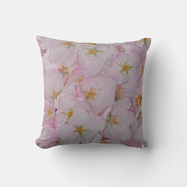 Pink cherry blossoms throw pillow (Front)