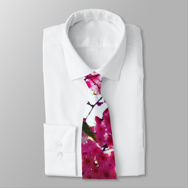 Pink Cherry blossoms Tie (Tied)