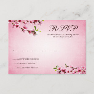 Pink Cherry Blossoms Vintage Response Card