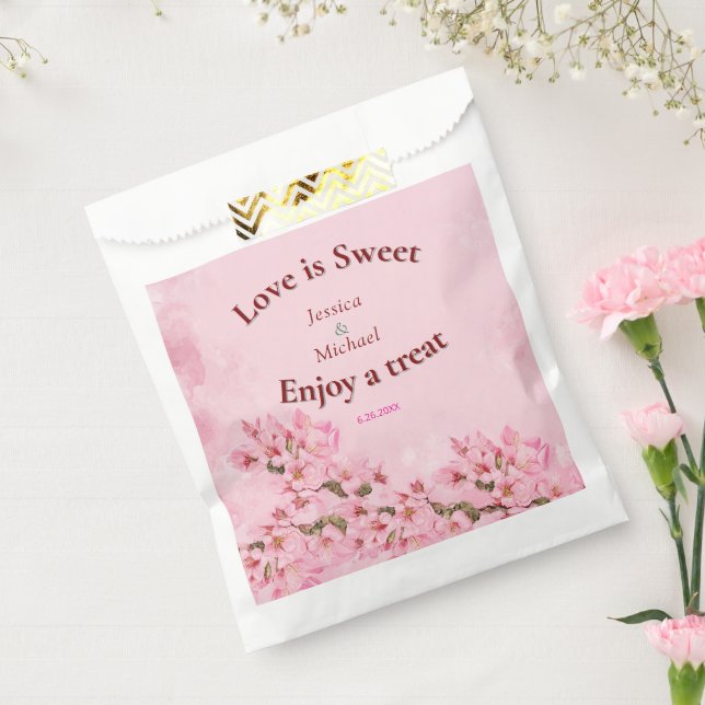 Pink Cherry Blossoms Wedding  Favour Bag (Sealed)