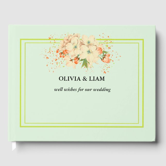 Pink Cherry Blossoms , Wedding Guest Book (Front)