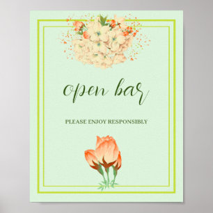 Pink Cherry Blossoms , Wedding Open Bar Poster