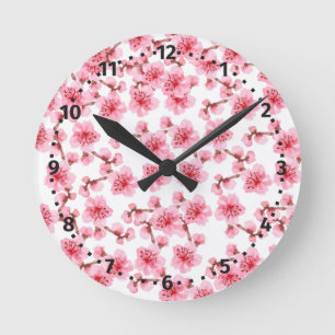 pink Cherry blosson Round Clock