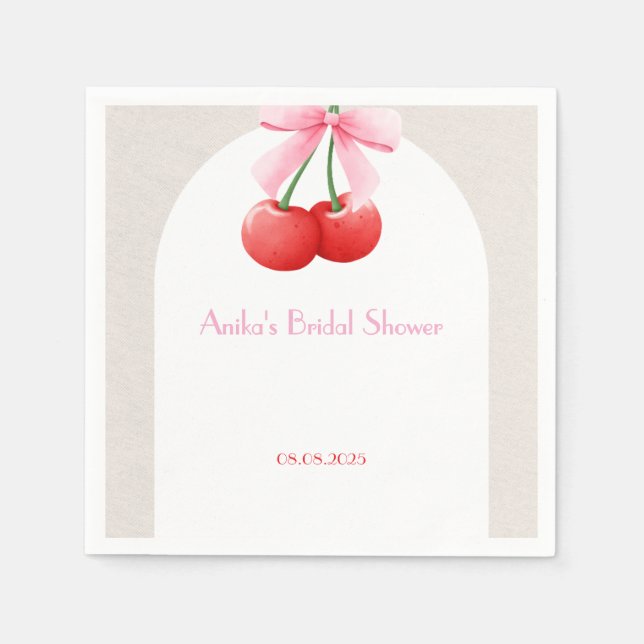 pink cherry bridal shower collection napkin (Front)
