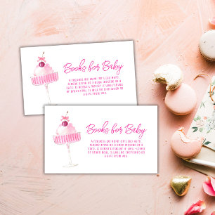 Pink Cherry Champagne Brunch Books Baby Shower Enclosure Card
