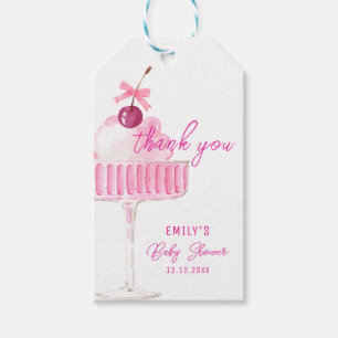 Pink Cherry Champagne Brunch bubbly Baby Shower Gift Tags