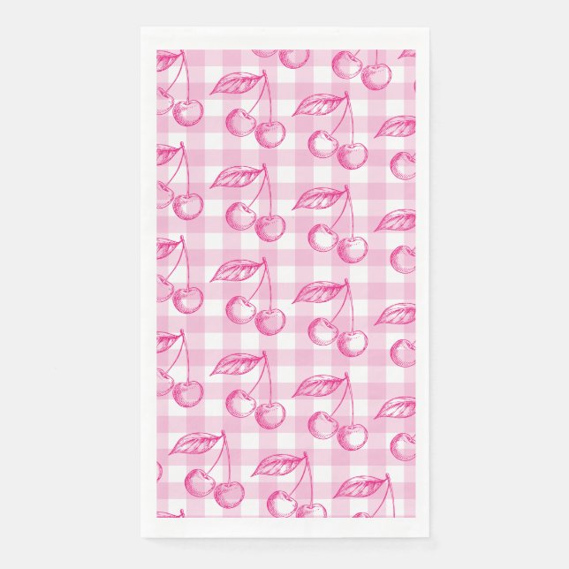 Pink Cherry Coquette Aesthetic Napkin (Front)