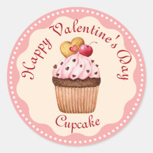 Pink Cherry Cupcake Classic Round Sticker