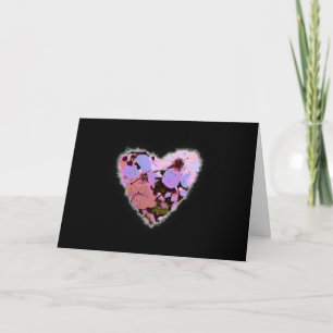 Pink Cherry Flowers Heart Valentine Love Romance Holiday Card