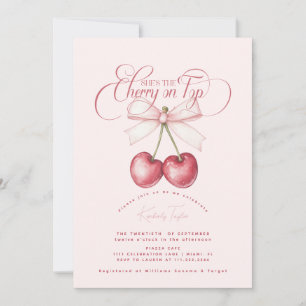 Pink Cherry On Top Bridal Shower Invitation